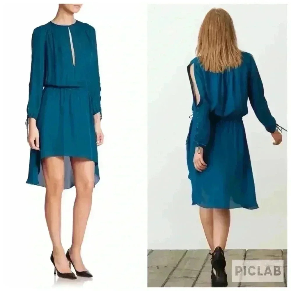 Haute Hippie 100% Silk Long Sleeve Dress Sz S